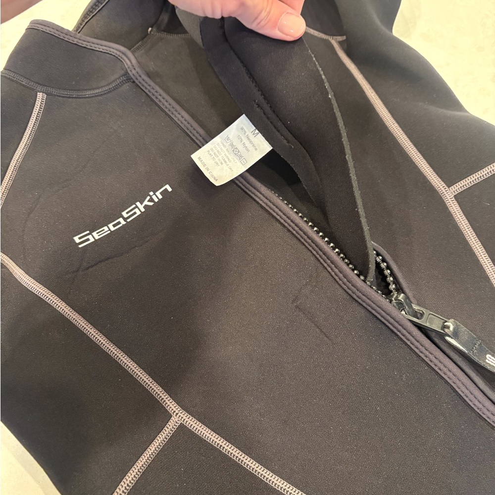 SeaSkin Men’s Black Neoprene Wetsuit Jacket - Zip Front